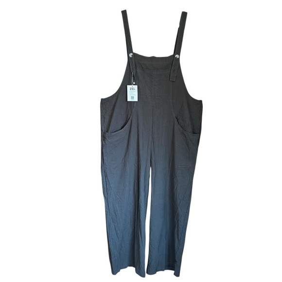 NWT Flygo 100% Cotton Bib Overalls Loose Fit Wide Leg Jumpsuits Romper XXL - Picture 2 of 9